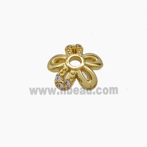 Copper Beadcaps Pave Zirconia Gold Plated