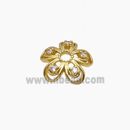 Copper Beadcaps Pave Zirconia Gold Plated