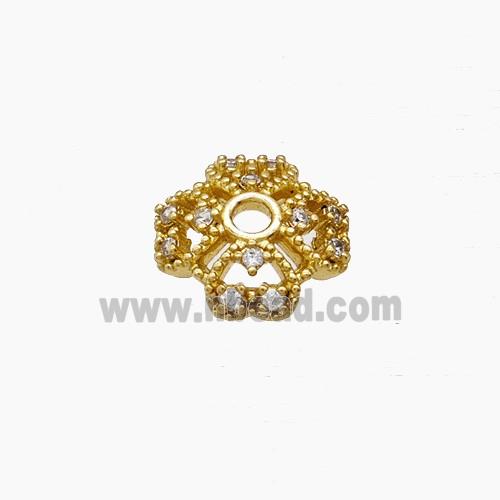 Copper Beadcaps Pave Zirconia Gold Plated