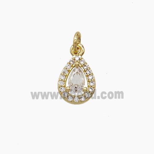 Copper Pendant Pave Zircon, Gold Plated