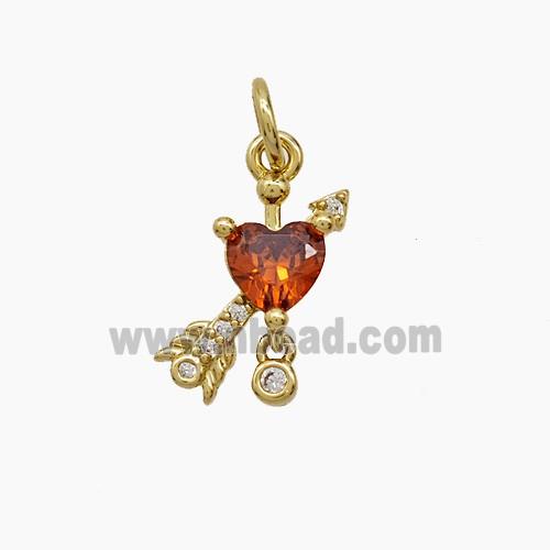 Copper Pendant Pave Zircon, Gold Plated