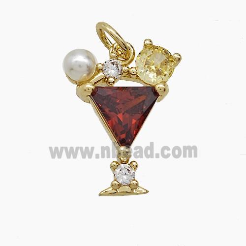Copper Pendant Pave Zircon, Gold Plated