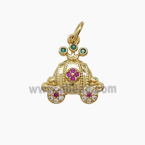 Copper Pendant Pave Zircon, Gold Plated