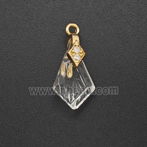 Copper Pendant Pave Zircon, Gold Plated