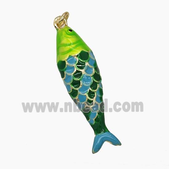 Enamel Copper Pendant, Gold Plated