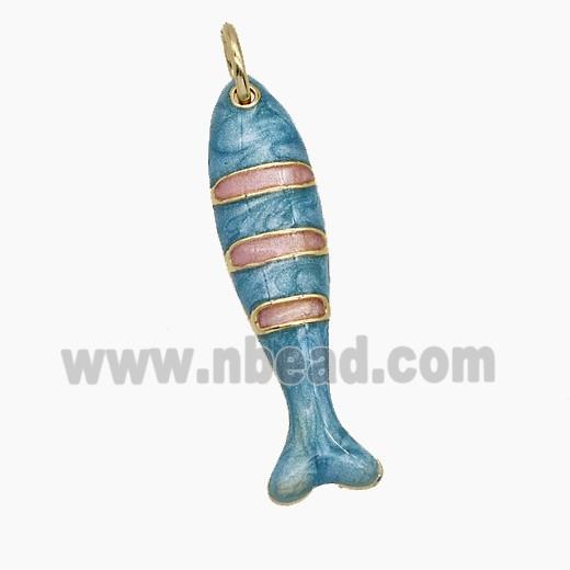Enamel Copper Pendant, Gold Plated