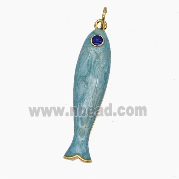 Enamel Copper Pendant, Gold Plated