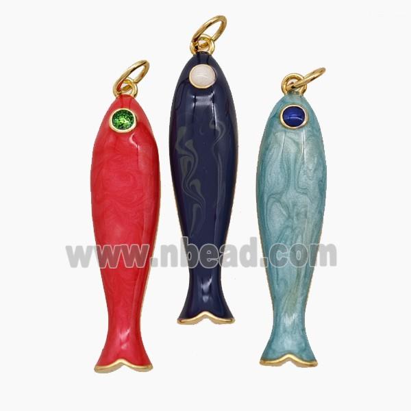 Enamel Copper Pendant, Gold Plated
