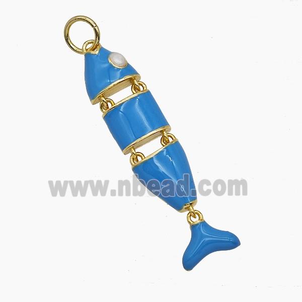 Enamel Copper Pendant, Gold Plated