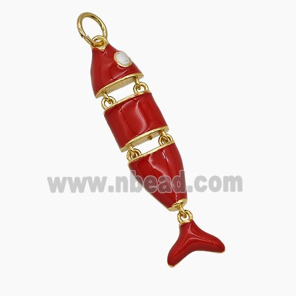 Enamel Copper Pendant, Gold Plated