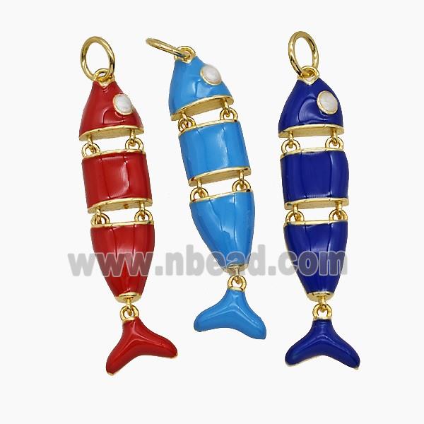 Enamel Copper Pendant, Gold Plated