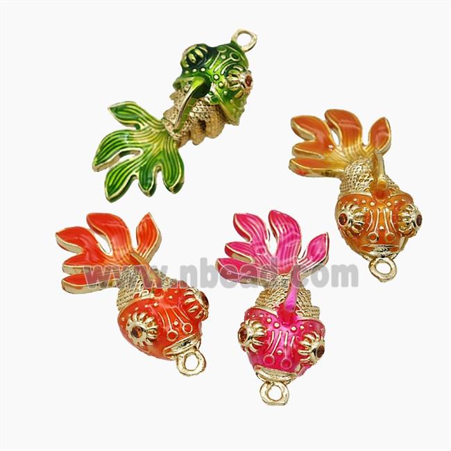 Enamel Copper Pendant, Gold Plated