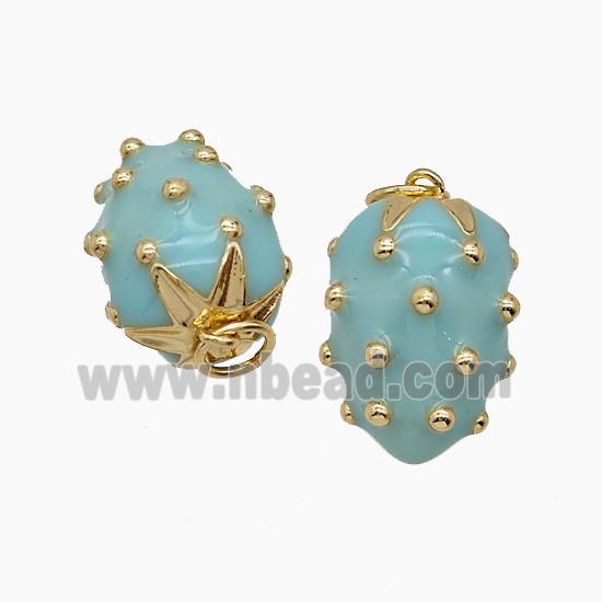 Enamel Copper Pendant, Gold Plated