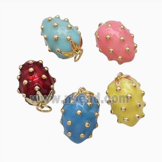 Enamel Copper Pendant, Gold Plated