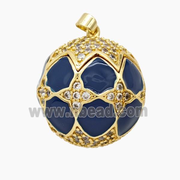 Enamel Copper Pendant, Gold Plated