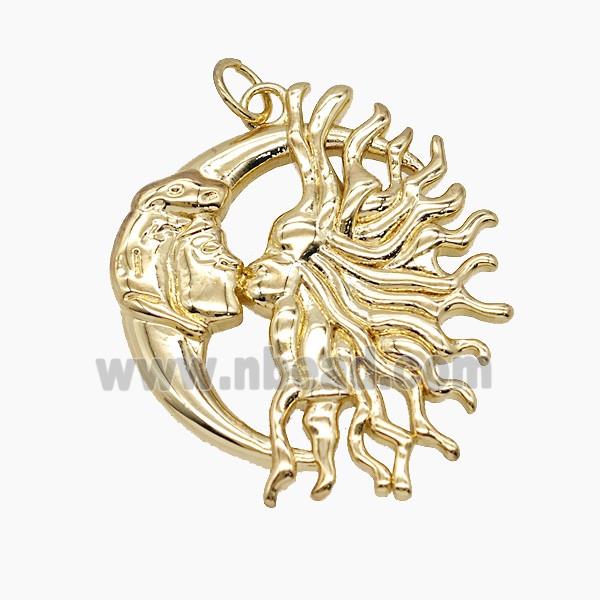Enamel Copper Pendant, Gold Plated
