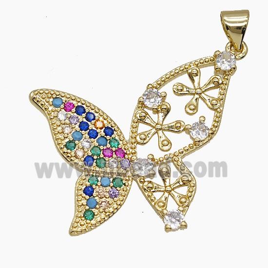Copper Pendant Pave Zircon, Gold Plated
