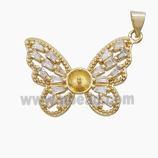 Copper Pendant Pave Zircon, Gold Plated