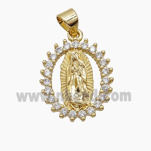 Copper Pendant Pave Zircon, Gold Plated