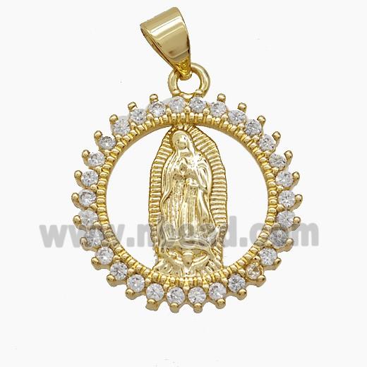 Copper Pendant Pave Zircon, Gold Plated