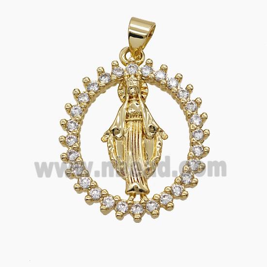 Copper Pendant Pave Zircon, Gold Plated