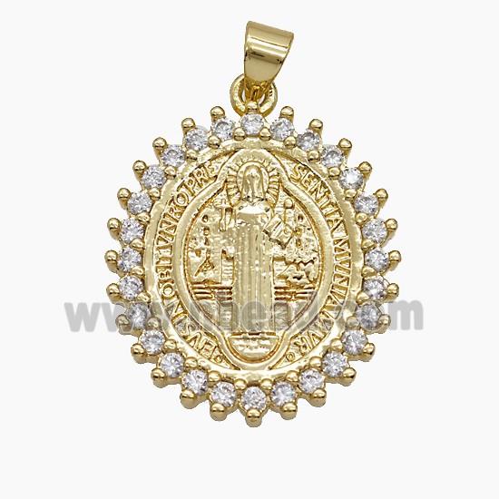 Copper Pendant Pave Zircon, Gold Plated