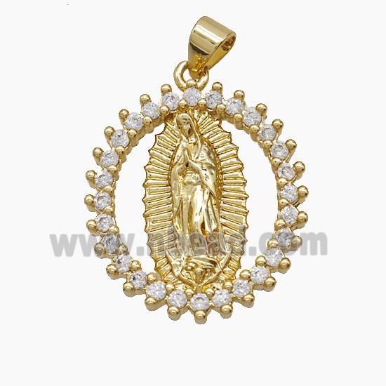 Copper Pendant Pave Zircon, Gold Plated