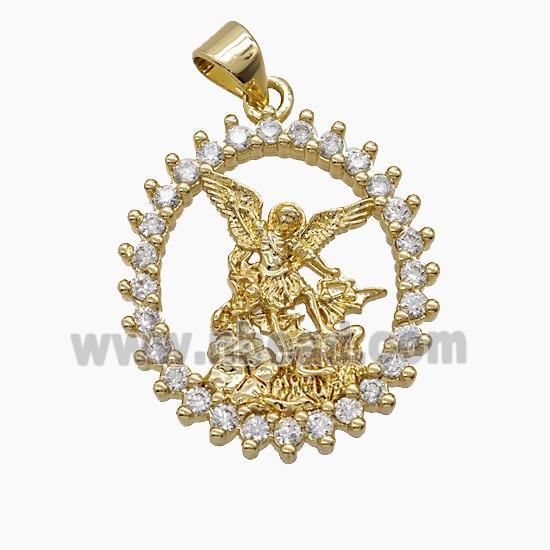 Copper Pendant Pave Zircon, Gold Plated