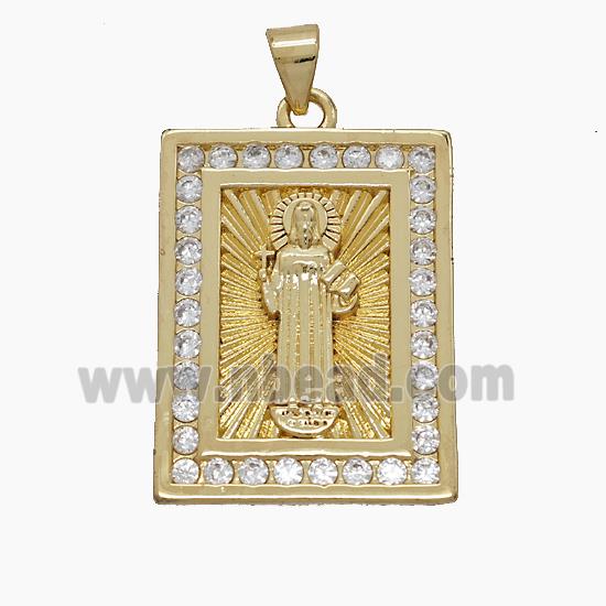 Copper Pendant Pave Zircon, Gold Plated
