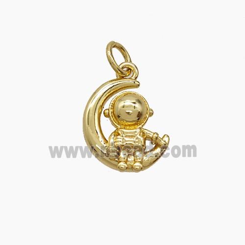 Copper Pendant Pave Zircon, Gold Plated