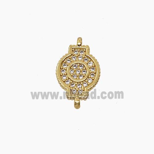 Copper Pendant Pave Zircon, Gold Plated