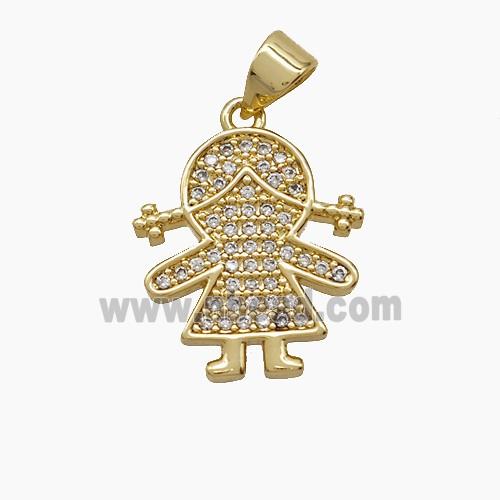 Copper Pendant Pave Zircon, Gold Plated