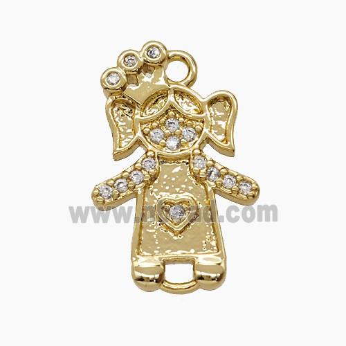 Copper Pendant Pave Zircon, Gold Plated