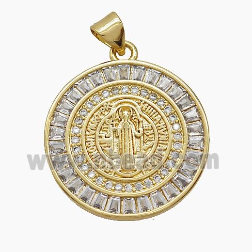 Copper Pendant Pave Zircon, Gold Plated