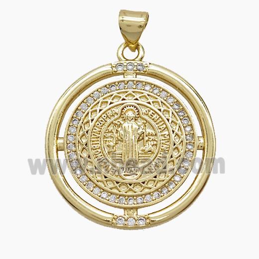 Copper Pendant Pave Zircon, Gold Plated
