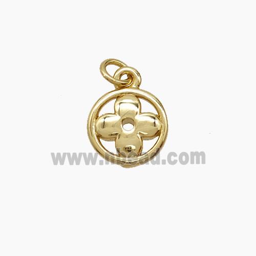 Copper Pendant Pave Zircon, Gold Plated