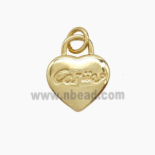 Copper Pendant Pave Zircon, Gold Plated
