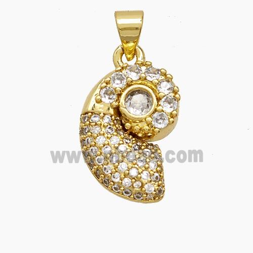 Copper Pendant Pave Zircon, Gold Plated