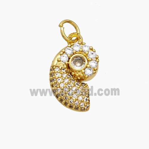 Copper Pendant Pave Zircon, Gold Plated