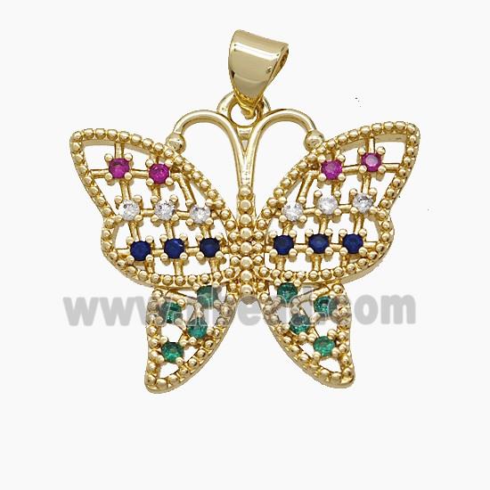 Copper Pendant Pave Zircon, Gold Plated