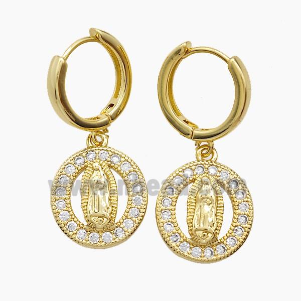 Copper Pendant Pave Zircon, Gold Plated
