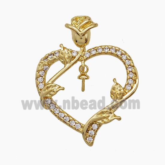 Copper Pendant Pave Zircon, Gold Plated