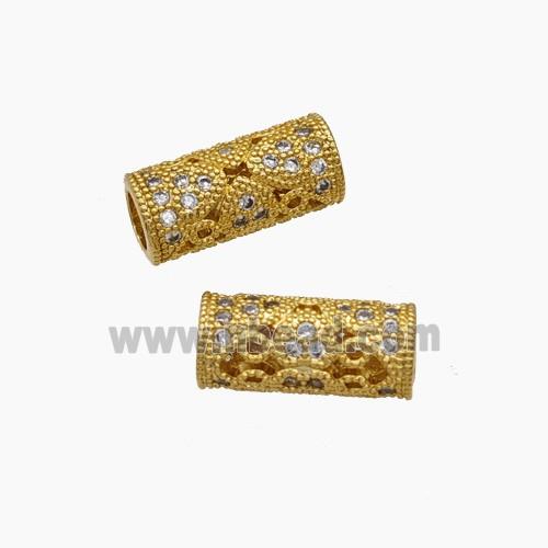 Copper Pendant Pave Zircon, Gold Plated