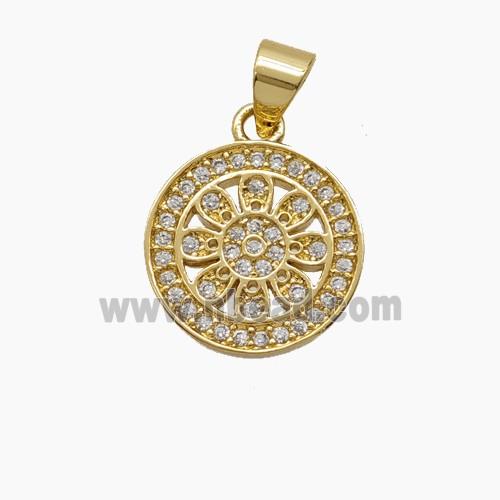 Copper Pendant Pave Zircon, Gold Plated
