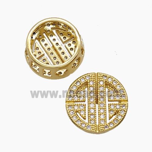 Copper Pendant Pave Zircon, Gold Plated