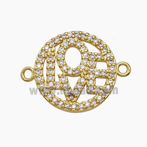 Copper Pendant Pave Zircon, Gold Plated