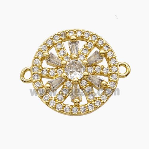 Copper Pendant Pave Zircon, Gold Plated