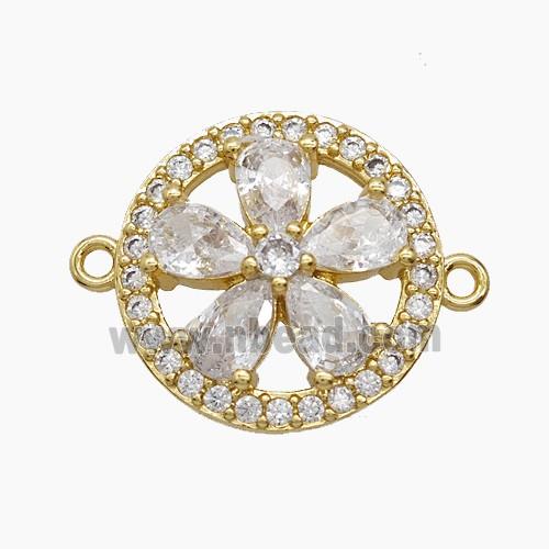 Copper Pendant Pave Zircon, Gold Plated