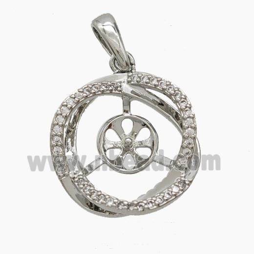 Copper Pendant Pave Zircon, Gold Plated
