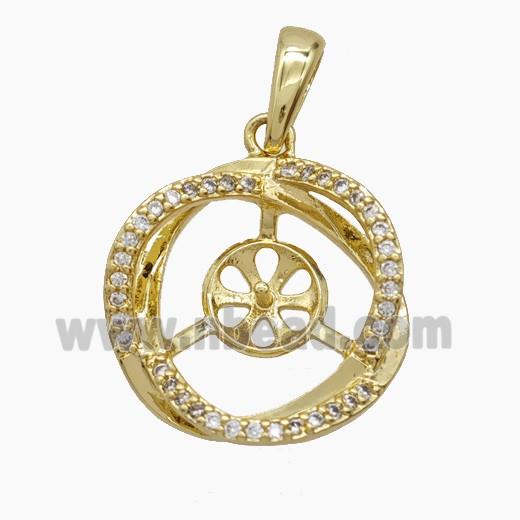 Copper Pendant Pave Zircon, Gold Plated